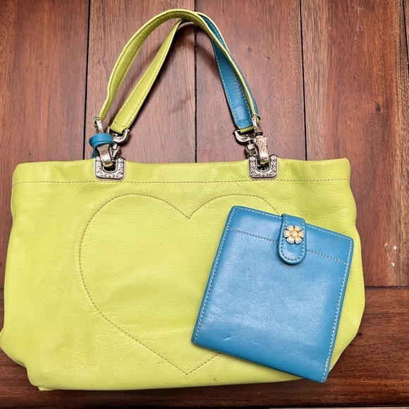 Brighton Bags Brighton Vintage Bright Green Shoulder Bag With Matching Wallet Poshmark
